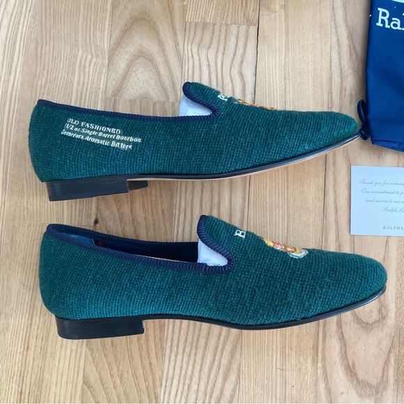 Ralph Lauren Paxton Polo Bar Dress Shoe Embroidered Loafers Needlepoint Slippers - Picture 4 of 9